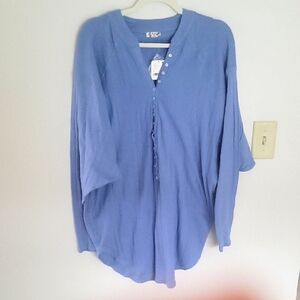Free People Intimately Coffee Chat Sleep Shirt Night Shirt Ashleigh Blue Sz M